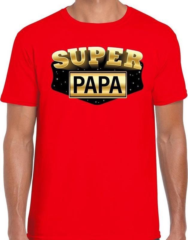 Super papa cadeau t-shirt rood voor heren - vaderdag / verjaardag kado shirt