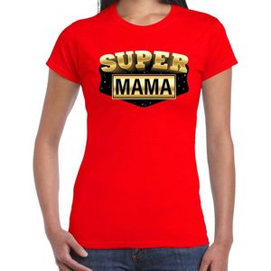 Super mama cadeau t-shirt rood voor dames - moederdag verjaardag kado shirt