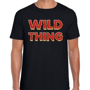 Wild Thing fun tekst t-shirt  zwart  met  3D effect voor heren