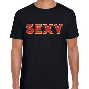 Fout SEXY t-shirt met glamour 3D effect zwart voor heren - fout fun tekst shirt XXL