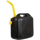 Zwarte jerrycan/watertank met schenktuit 20 liter - Voor water en benzine - Grote jerrycans/watertanks voor onderweg of op de camping