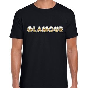 Fout Glamour t-shirt zwart met goud voor heren - fun tekst shirt