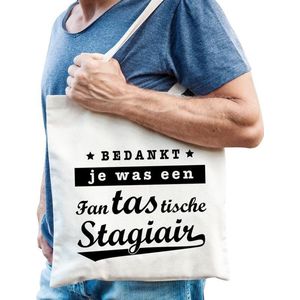 Cadeau tas wit katoen met de tekst Fantastische stagiair - kadotasje / shopper voor stagiair heren