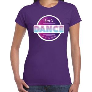 Feest shirt Lets Dance disco seventies t-shirt paars voor dames