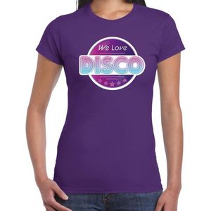 We love disco feest t-shirt paars voor dames - paarse 70s/80s/90s disco/feest shirts