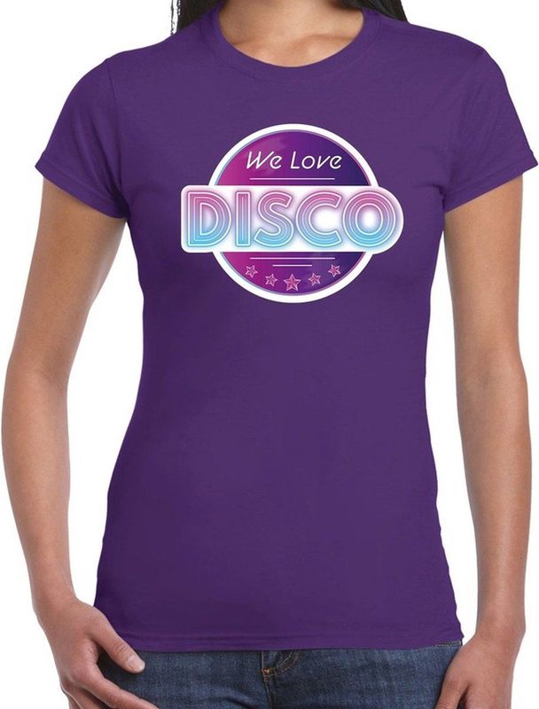 We love disco feest t-shirt paars voor dames - paarse 70s 80s 90s disco feest shirts