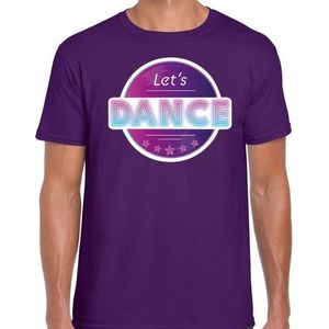 Party/Lets dance 70s/80s/90s feest shirt met disco thema paars voor heren - Feestshirts