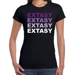 Extasy fun t-shirt zwart met paarse bedrukking voor dames - XTC - shirt kleding