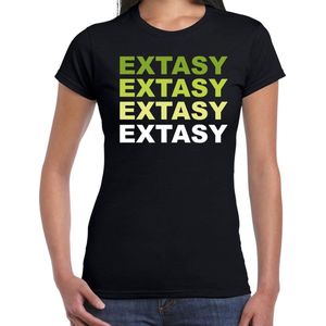 Extasy fun t-shirt zwart met groene bedrukking voor dames - XTC - shirt kleding