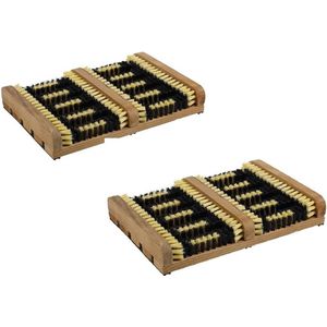 2x Houten schoenveger / borstelmat voor schoenen 35 cm - voetenveger / schoenveegmatten / deurmatten