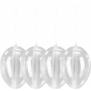 Paasversiering hangend ei van plastic - 4x - 10 cm - DIY paasei versieren - Pasen decoratie - Vulbaar