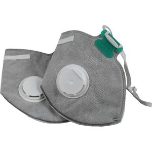 10x Stofmasker / mondkap grijs met ventiel - klusmasker / spuitmasker