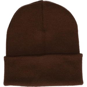 Beechfield basic winter muts/beanie donkerbruin acryl voor volwassenen - Winter Essentials/accessoires