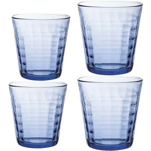 Drinkglazen/waterglazen Prisme set blauw 220/275 ml - 8-delig - koffie/thee glazen