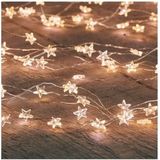 2x Zilveren sterren kerstverlichting met timer warm wit 1 meter - Sfeerverlichting - Kerstversiering voor binnen gebruik