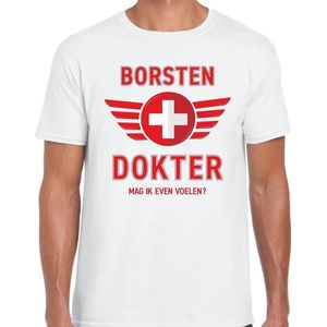 Borsten dokter verkleed t-shirt wit voor heren - fout dokter carnaval / feest shirt kleding / kostuum M