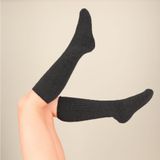 Apollo Thermo hoge sokken voor dames - grijs - maat 36-41 - extra dikke stof/huisokken - Thermokleding - Winter knie kousen