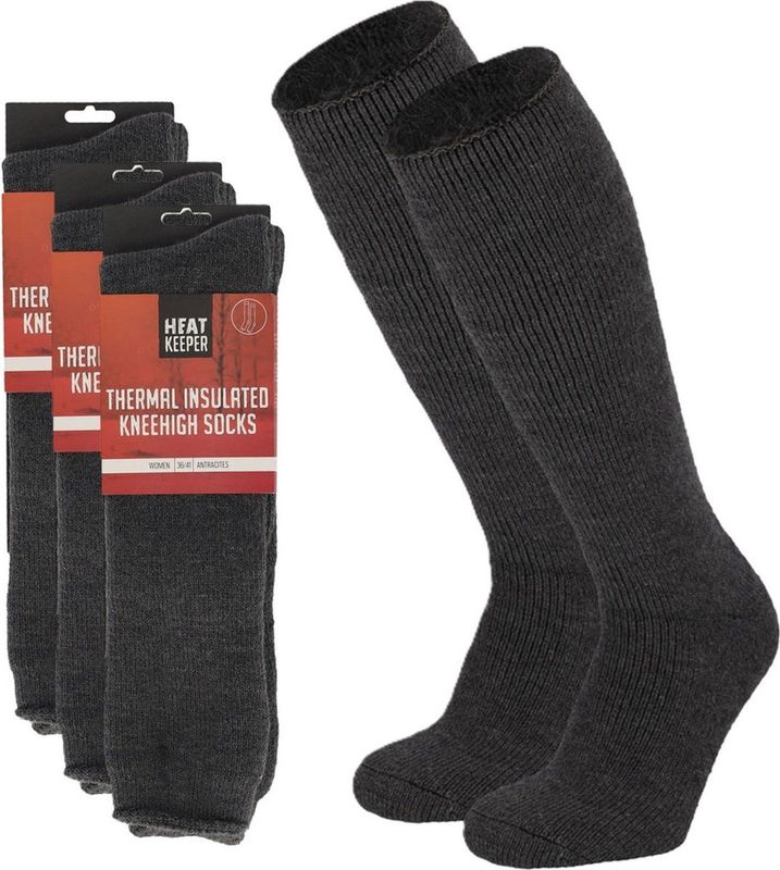HEAT KEEPER - Thermo Kniestokken - Antraciet - 3 Paar - Thermokleding