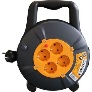 Kabelhaspel/kabelbox 10 m met 4x stopcontacten - verlengsnoeren - haspels / stroomhaspels