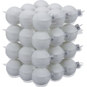 36x Satijn Witte Glazen Kerstballen 4 cm - Mat - Kerstboomversiering Wit