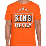 Koningsdag t-shirt King for a day oranje voor heren - Kingsday shirt kleding
