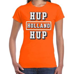 Oranje Hup Holland Hup supporter t-shirt oranje voor dames - Nederlands elftal fan shirt kleding