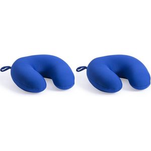 2x Reis kussens/nek kussens blauw 30 cm