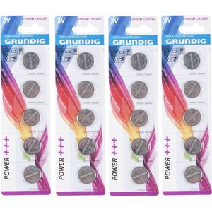 Grundig Knoopcel batterijen CR2025 - 3V - Lithium - 20x stuks - knoopcelbatterijen/ knoopbatterijen