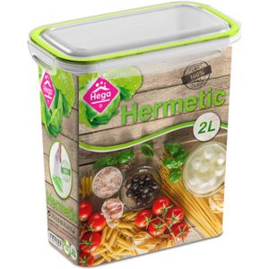 1x Voorraad/vershoudbakje 2 liter transparant/groen plastic/kunststof - Kiev - Luchtdicht/hermetisch afgesloten vershouddoos bakje - Mealprep - Maaltijden bewaren