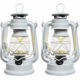 Set van 2x stuks witte LED licht stormlantaarns 25 cm - Campinglamp/campinglicht - Warm witte LED lamp