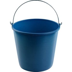 Blauwe schoonmaakemmer/huishoudemmer 16 liter 32 x 28 cm - Agri emmers - Kunststof/plastic emmer/sopemmer met metalen hengsel/handvat