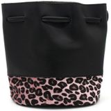 Zwart/roze luipaardprint schoudertasje/bucket bag 30 cm voor meisjes/dames - Festival/uitgaans tasjes