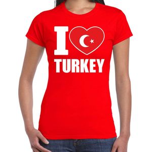 I love Turkey t-shirt rood voor dames - Turks landen shirt - Turkije supporter kleding