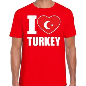 I Love Turkey T-shirt Rood Voor Heren - Turks Landen Shirt - Turkije Supporter Kleding M