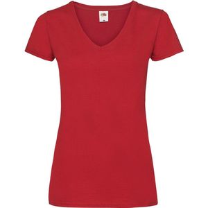 Fruit Of The Loom - V-hals T-shirt - Rood - Katoen - Dames