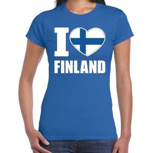 I love Finland t-shirt blauw voor dames - Fins landen shirt -  Finse supporter kleding