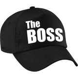 Zwarte feestpet / cap The Boss in witte tekst heren