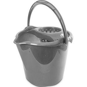 2x Grijze dweilemmers/mopemmers 13,5 liter 32 x 30 cm - Emmers