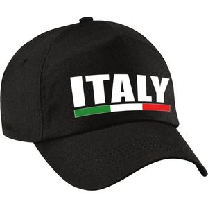 Italy supporter pet  / cap Italie zwart volwassenen