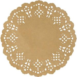 10x Bruiloft Placemats 35 cm - Bruine/Naturel Papieren Onderleggers met Kant Patroon