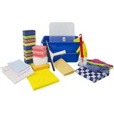 Compleet schoonmaak pakket / schoonmaakset met schoonmaak artikelen in handige bewaar emmer - 16-delig o.a. emmer, raamtrekker, doekjes, sponsen