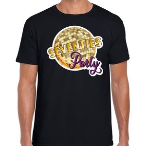 Party70s feest shirt met disco thema zwart voor heren - Feestshirts