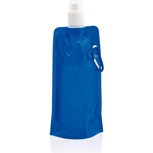 Set van 4x stuks waterzak blauw 400 ml opvouwbaar met haak