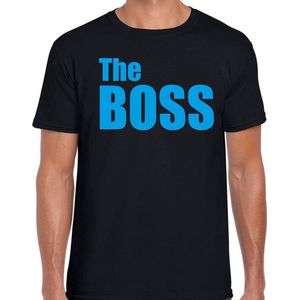 The boss fun t-shirt zwart met blauwe tekst voor heren