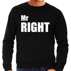 Bellatio Decorations - Mr Right - Sweater - Zwart - Heren - Grappige Tekst