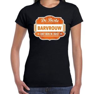 Cadeau t-shirt voor de beste barvrouw zwart voor dames - Feestshirts