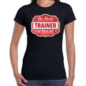 Cadeau t-shirt voor de beste trainer voor dames - zwart met rood - trainers - kado shirt / kleding - moederdag / collega S