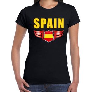 Spain landen t-shirt Spanje zwart voor dames - Spanje supporter shirt kleding - EK WK voetbal