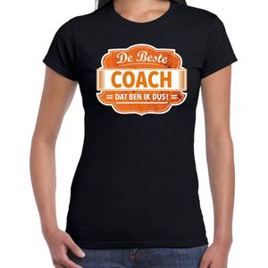 Cadeau t-shirt voor de beste coach voor dames - zwart met oranje - coachs - kado shirt / kleding - moederdag / collega XL