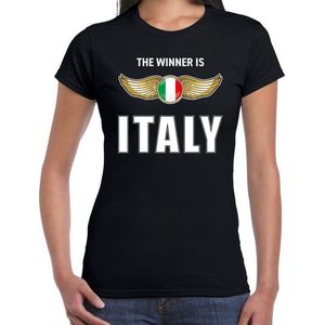 The winner is Italy / Italie t-shirt zwart voor dames